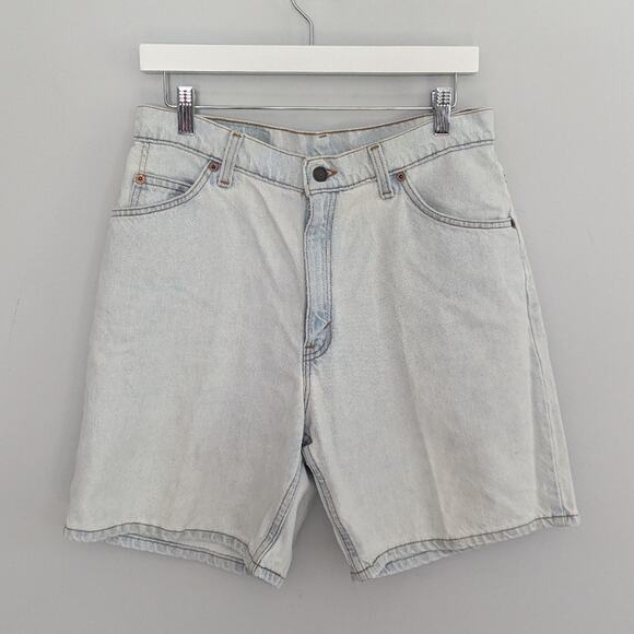 Vintage Women's Levi's 950 Relaxed Fit 13 Denim Shorts Jort Orange Tab Yellowing - Picture 1 of 10